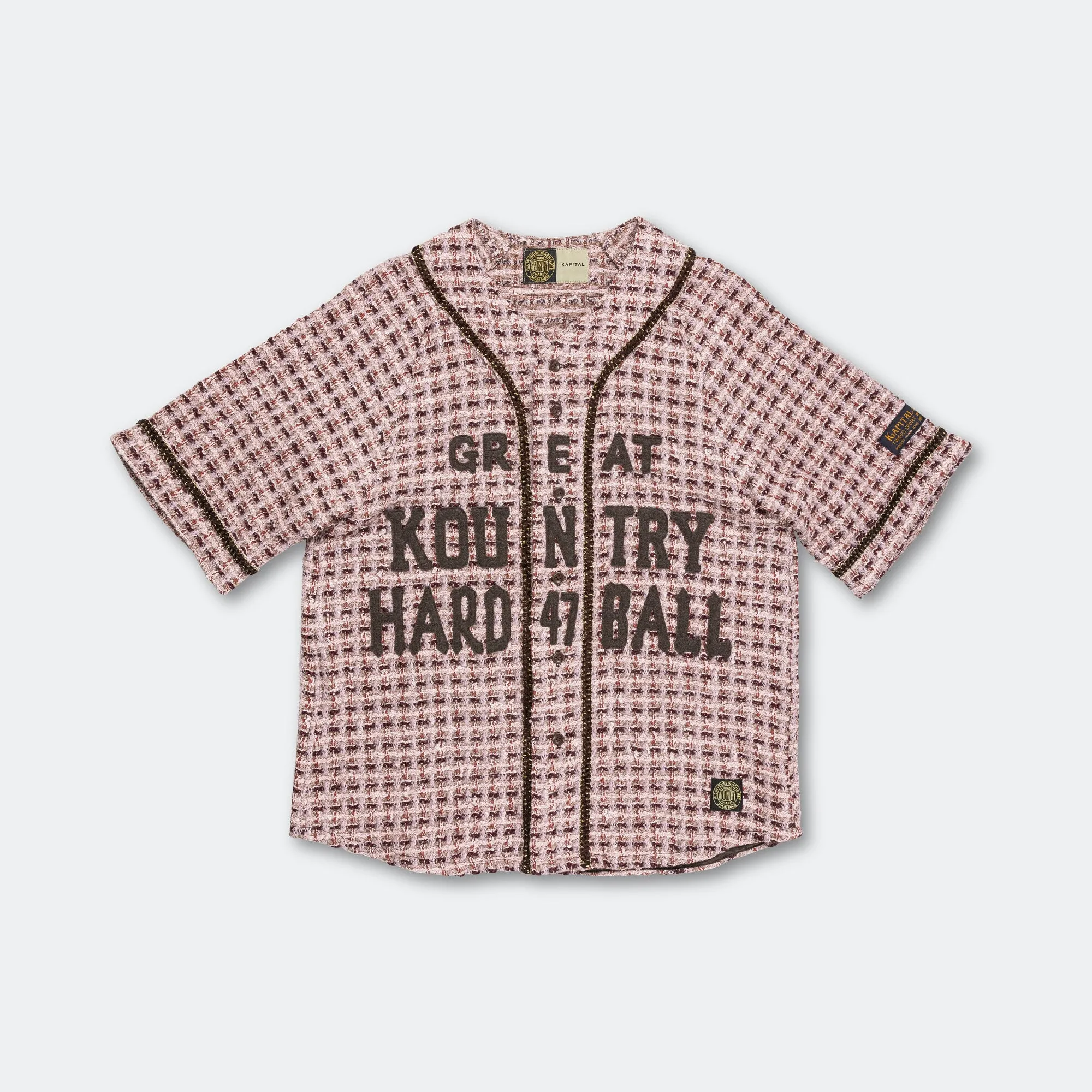 Fancy Tweed GREAT KOUNTRY Baseball Shirt - Pink