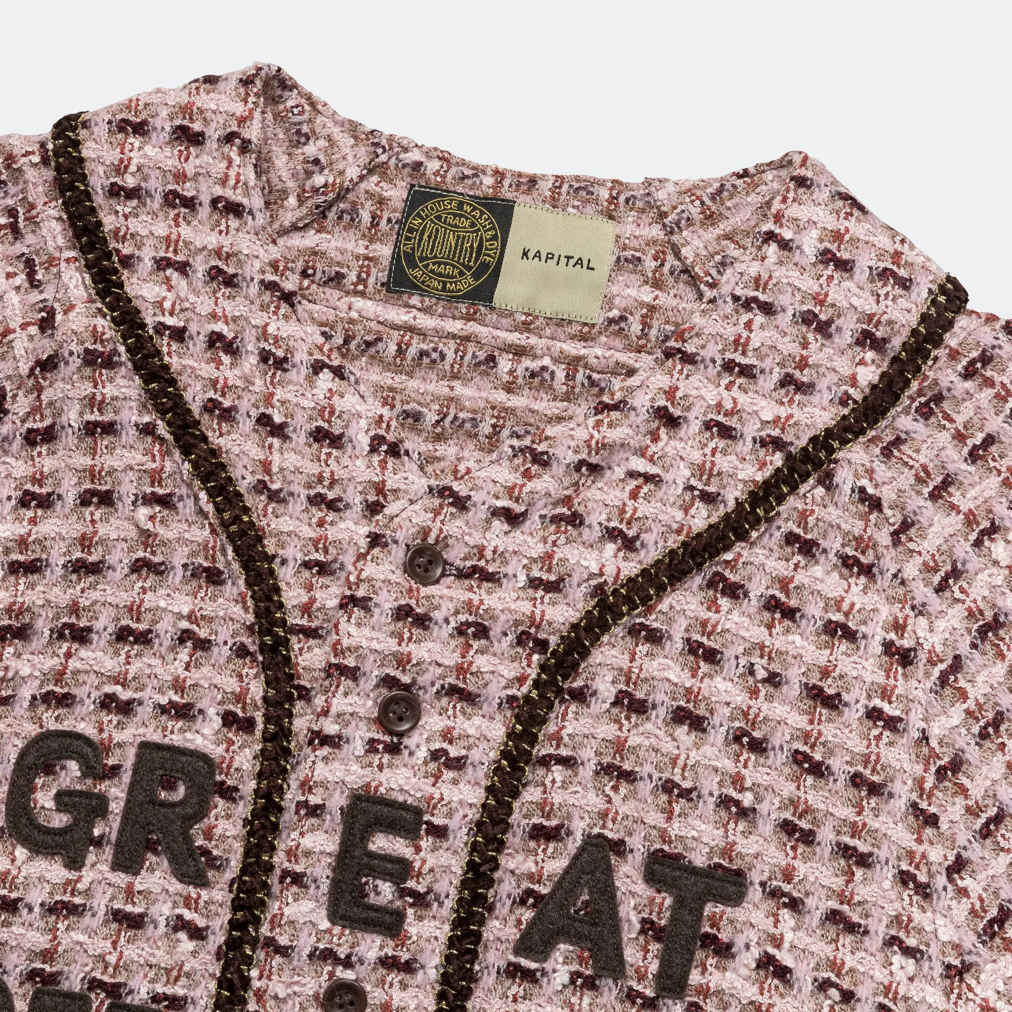 Fancy Tweed GREAT KOUNTRY Baseball Shirt - Pink