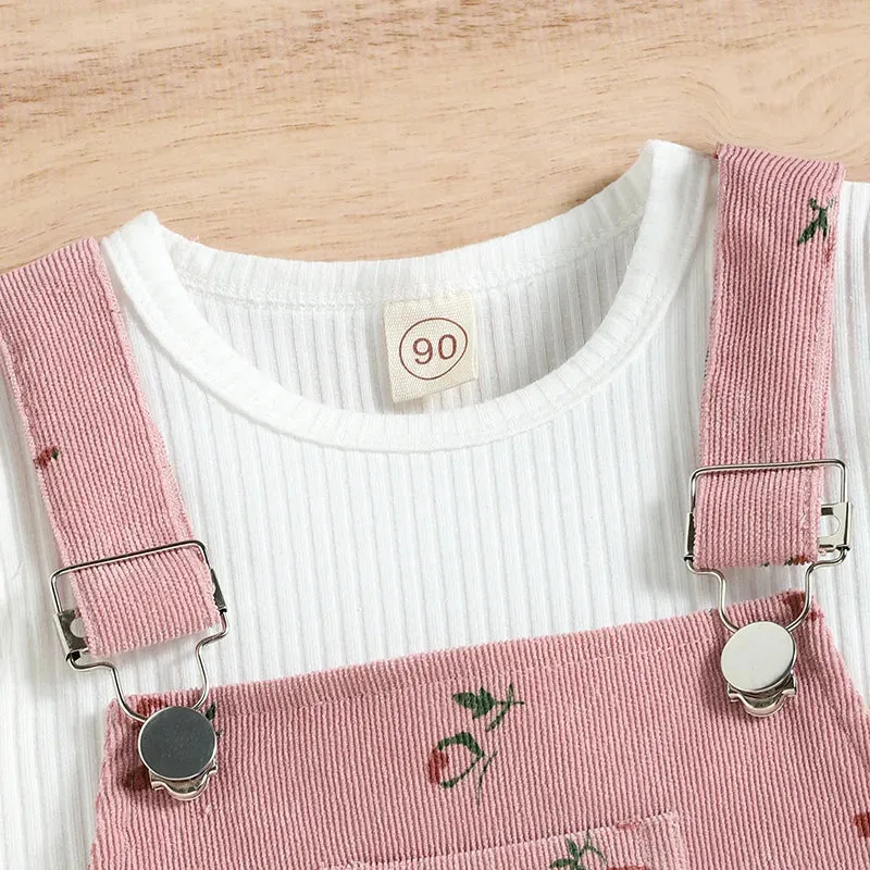 Girls' Floral Suspender Trousers Set