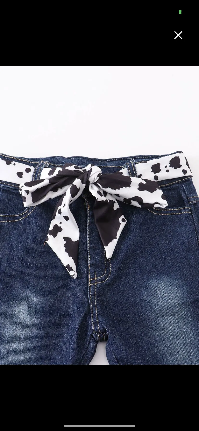 Grey "Moo'y Christmas Heifers" Matching Sequins Bell Bottom Denim Jeans