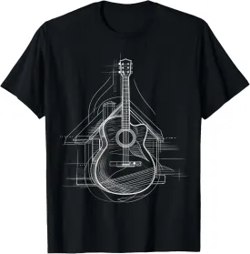 Guitar Musical Instrument Drawing House Art Guitar T-Shirt