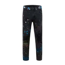 High Street Ink Splashed Stretch Ripped Jeans