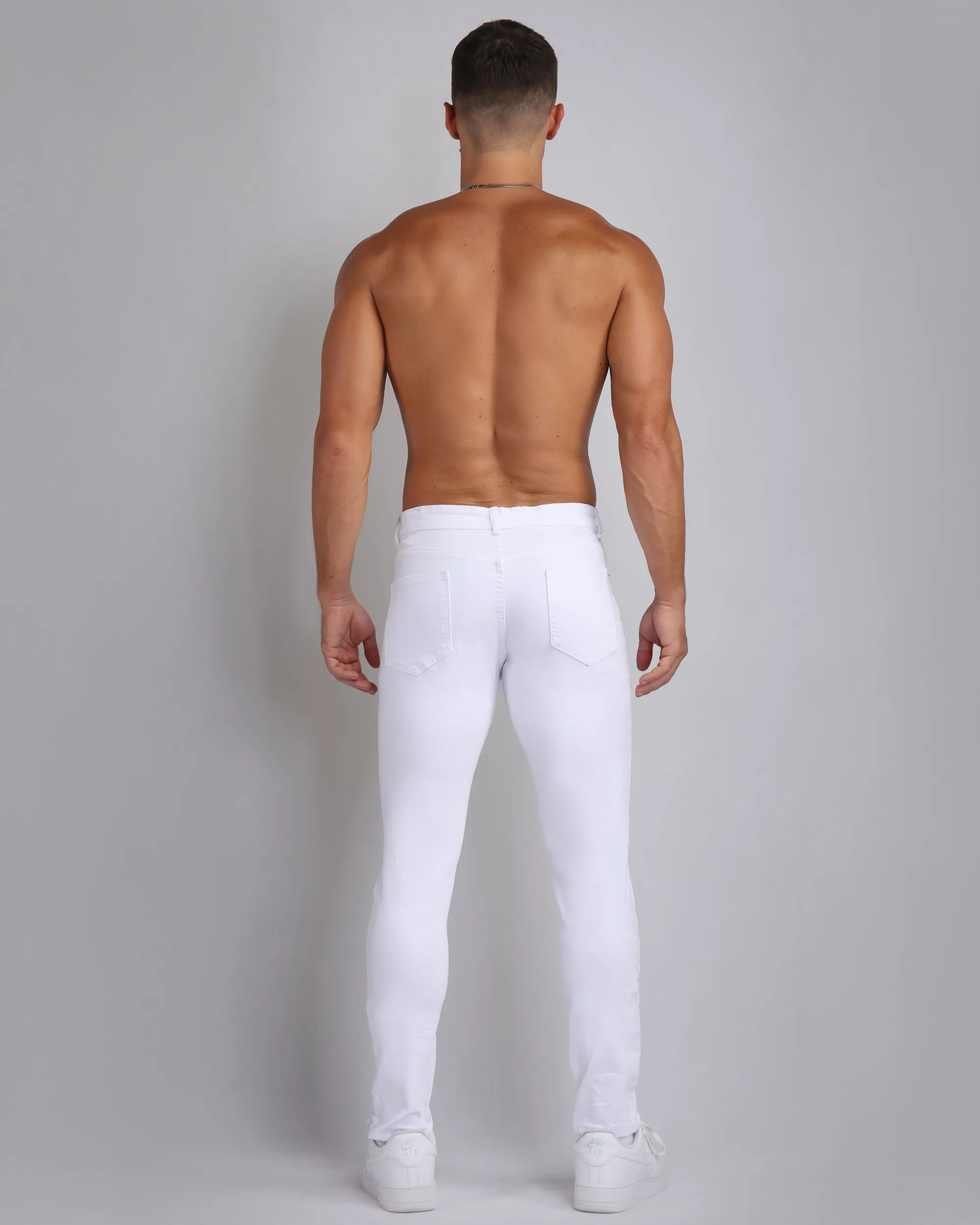 Irregular Ripped White Jeans with Pink Patches-Mexico Local Delivery