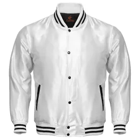 Letterman Jacket White Satin Jacket Ladies Varsity Jacket