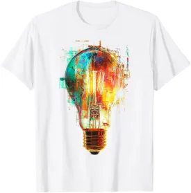 Light Bulb Lover Abstract Art Drawing Colorful Graphic T-Shirt
