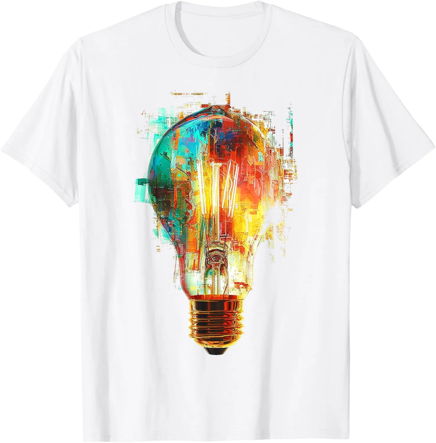 Light Bulb Lover Abstract Art Drawing Colorful Graphic T-Shirt