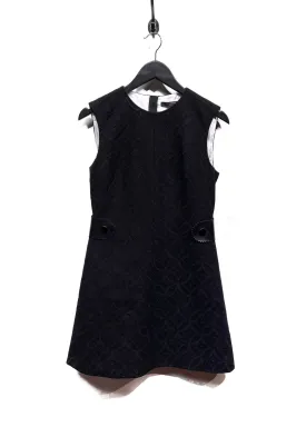 Louis Vuitton Black Wool A-Line Petal Embroidered Dress