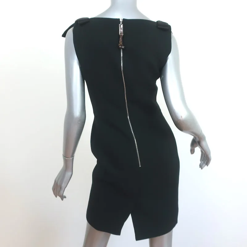 Louis Vuitton Bow Strap Mini Dress Black Crepe Size 36 Sleeveless Sheath