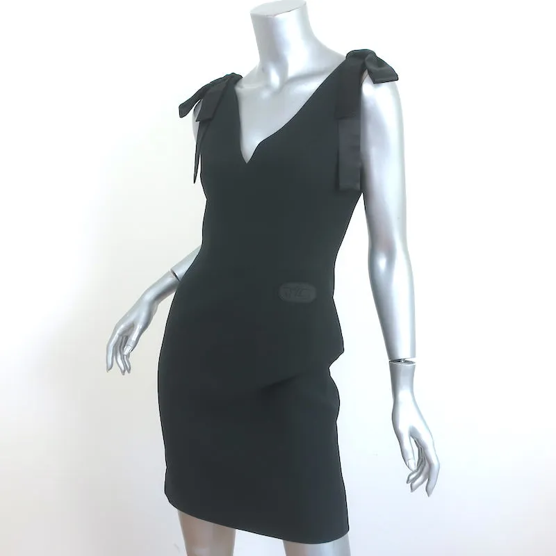 Louis Vuitton Bow Strap Mini Dress Black Crepe Size 36 Sleeveless Sheath