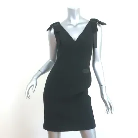 Louis Vuitton Bow Strap Mini Dress Black Crepe Size 36 Sleeveless Sheath
