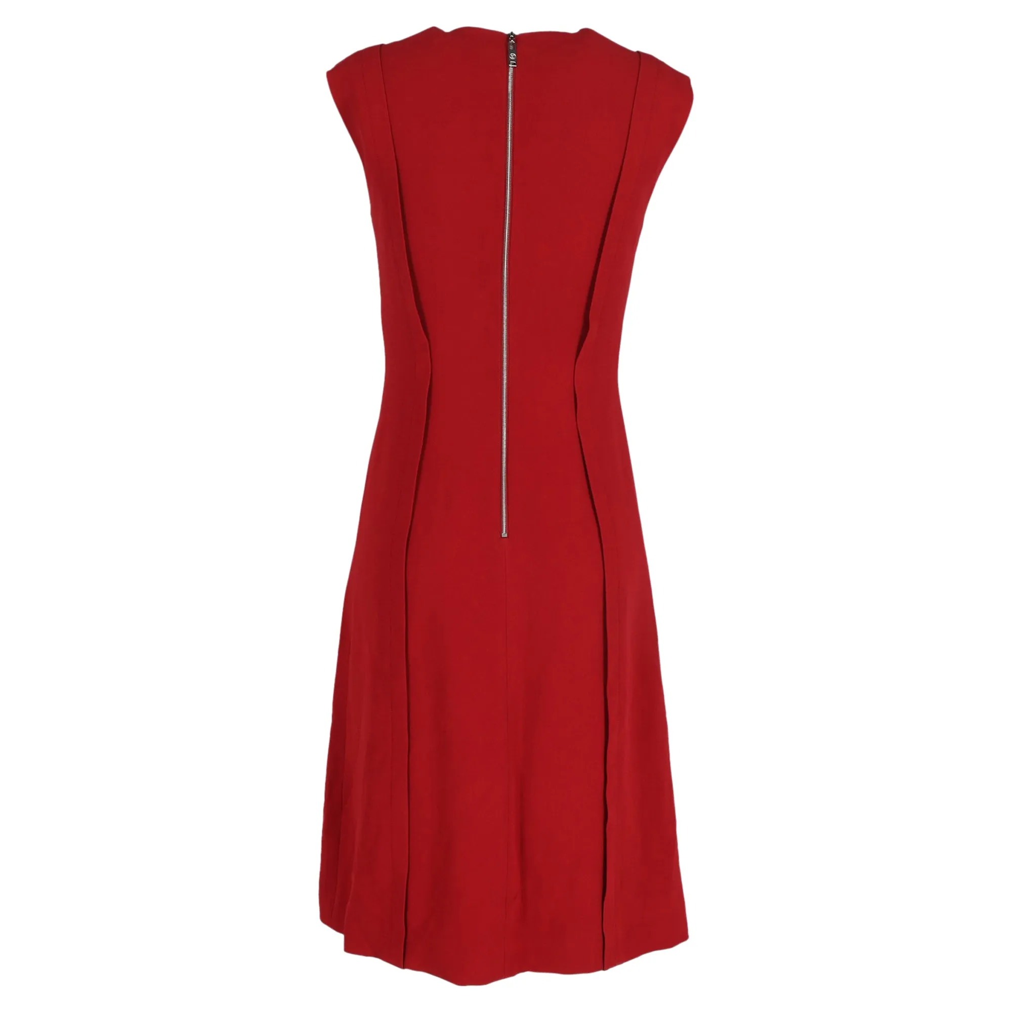 Louis Vuitton Crew Neck Knee-Length Dress in Red Acetate