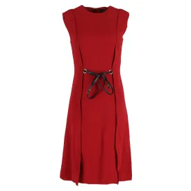 Louis Vuitton Crew Neck Knee-Length Dress in Red Acetate