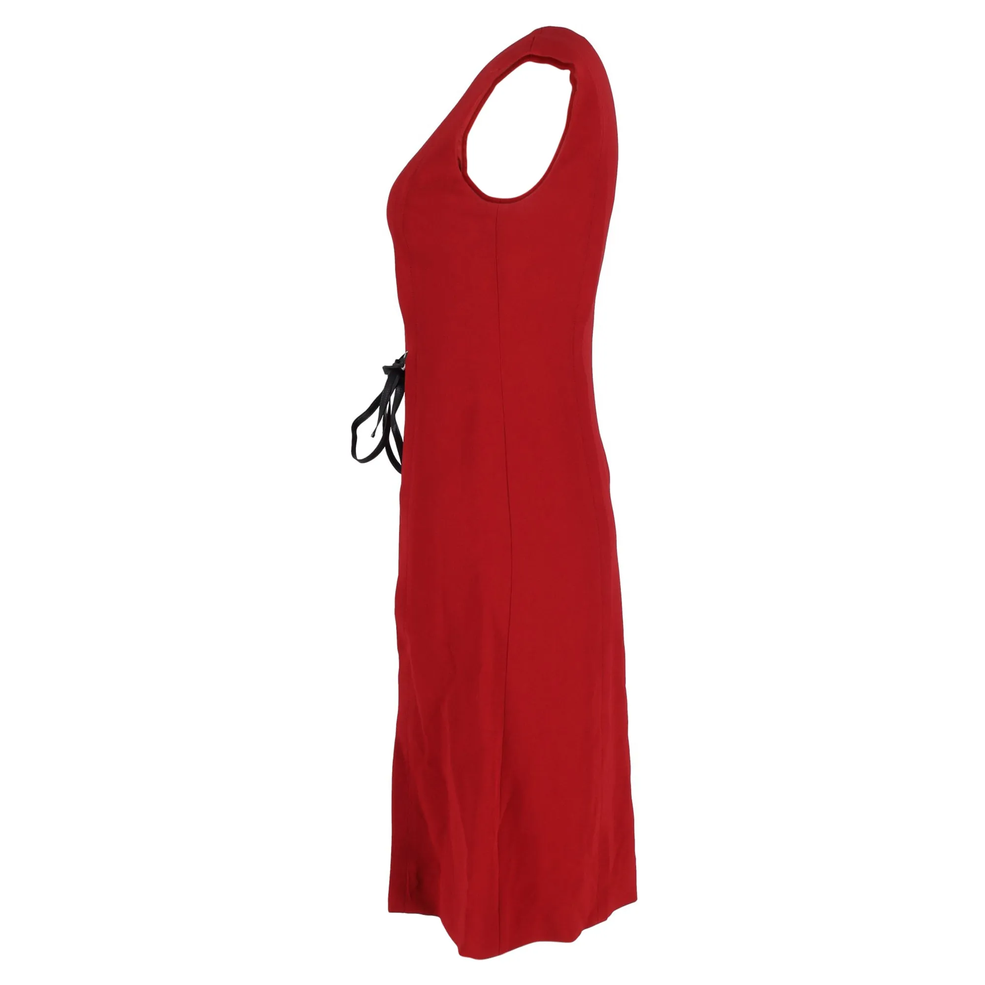 Louis Vuitton Crew Neck Knee-Length Dress in Red Acetate