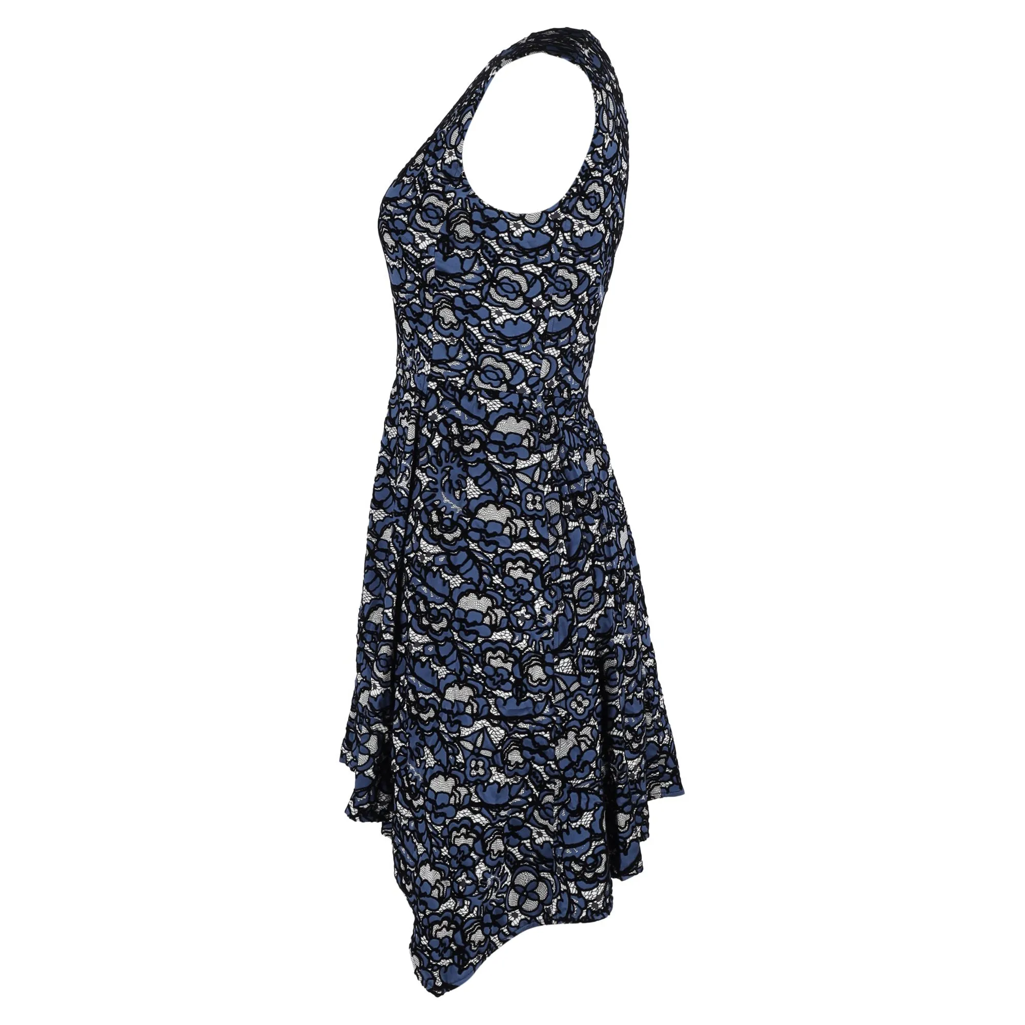 Louis Vuitton Lace Pattern Dress in Blue Silk