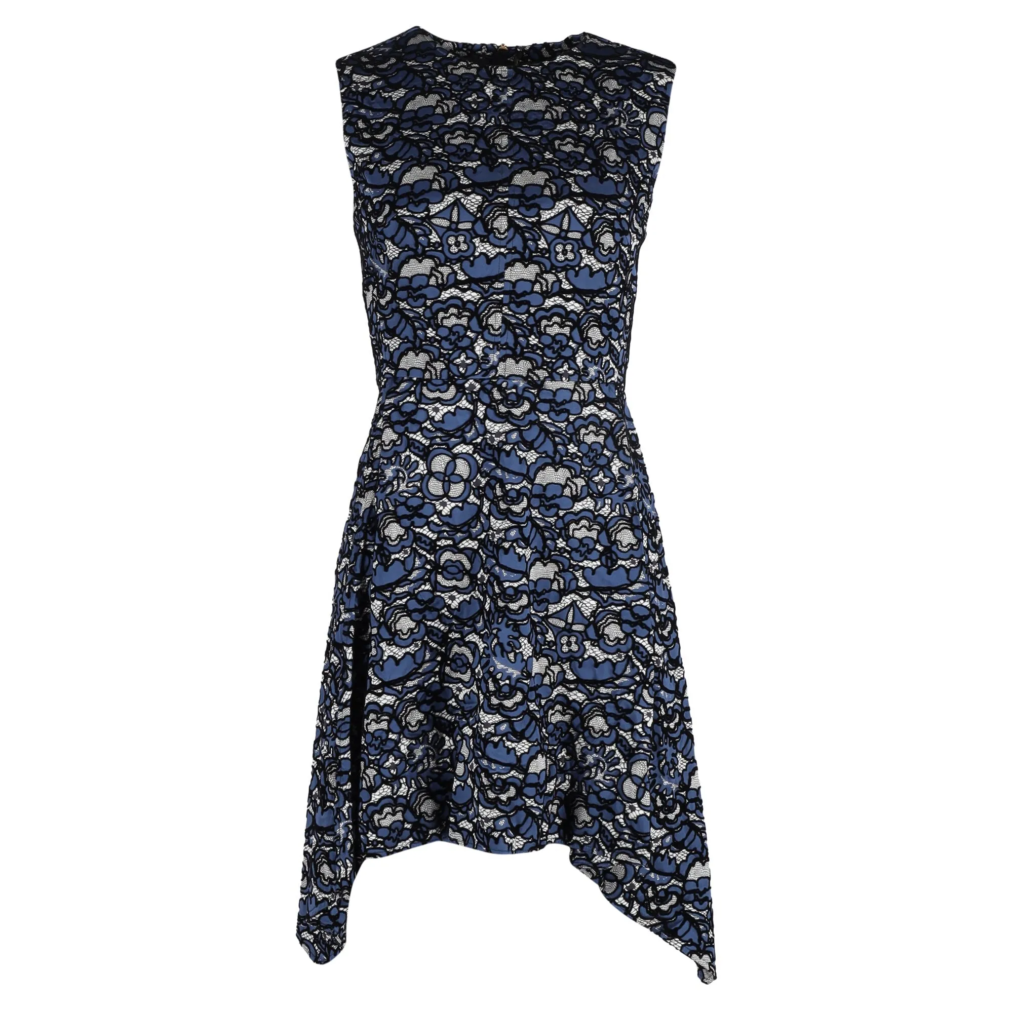 Louis Vuitton Lace Pattern Dress in Blue Silk