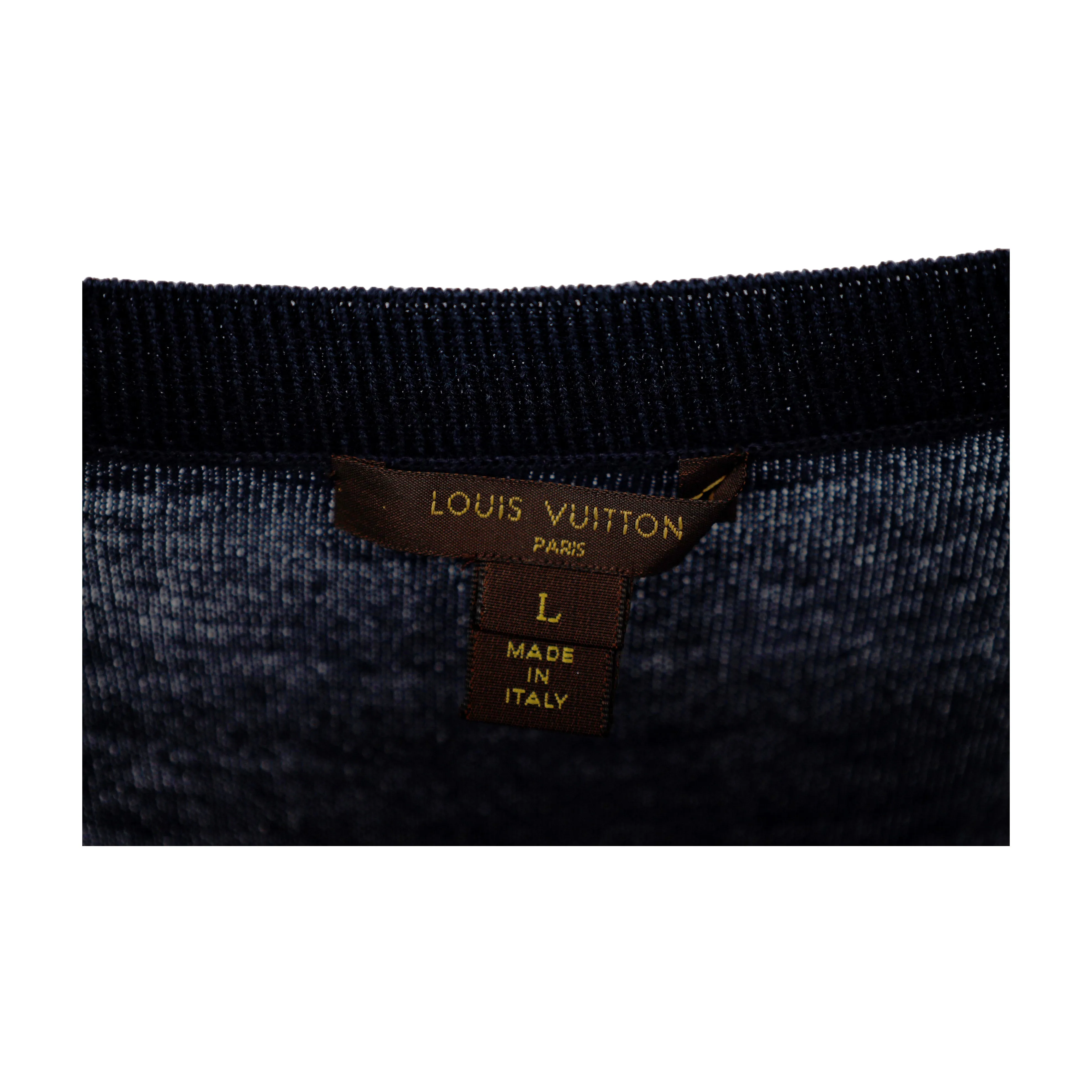 Louis Vuitton Navy Wool Dress with Sequin Details - '10s