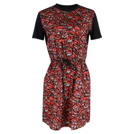 Louis Vuitton Short Sleeve Floral Print Dress in Red/Black Cotton