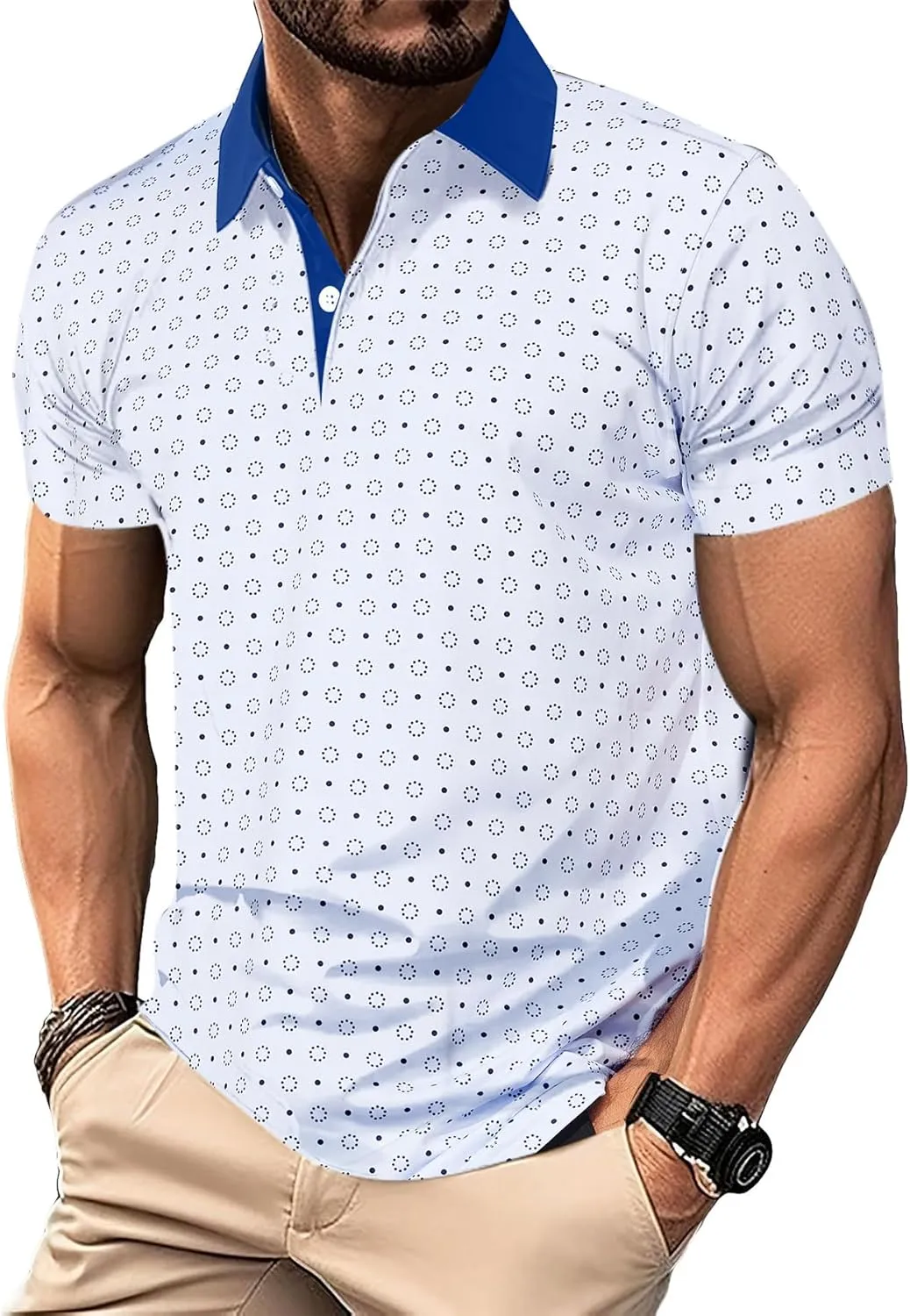 M MOTEEPI Men's Fashion Polo Shirts Short Sleeve Casual Lightweight Collar Slim Fit Golf Shirts T Shirts