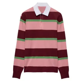 Men's Casual Fashion Striped Contrast Lapel Long-sleeved POLO Shirt 11423282F