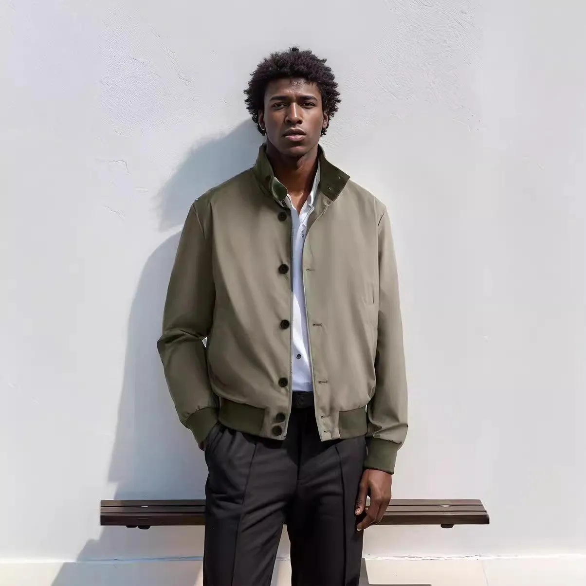 Men's Solid Color Baseball Jacket
