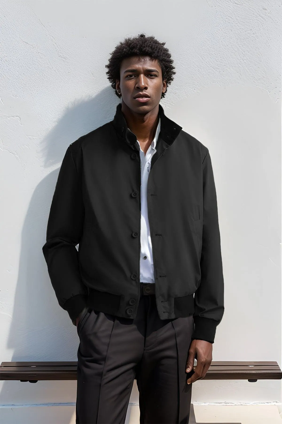 Men's Solid Color Baseball Jacket