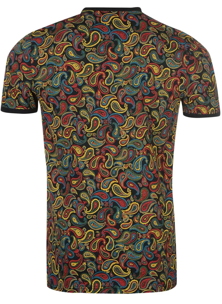 Mens Stylish SOVIET designer Paisley cotton crew neck T-shirt