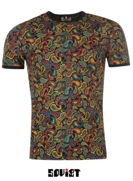 Mens Stylish SOVIET designer Paisley cotton crew neck T-shirt