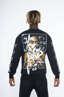 Men's sweatshirt black graphic long sleeves crewneck light Blend
