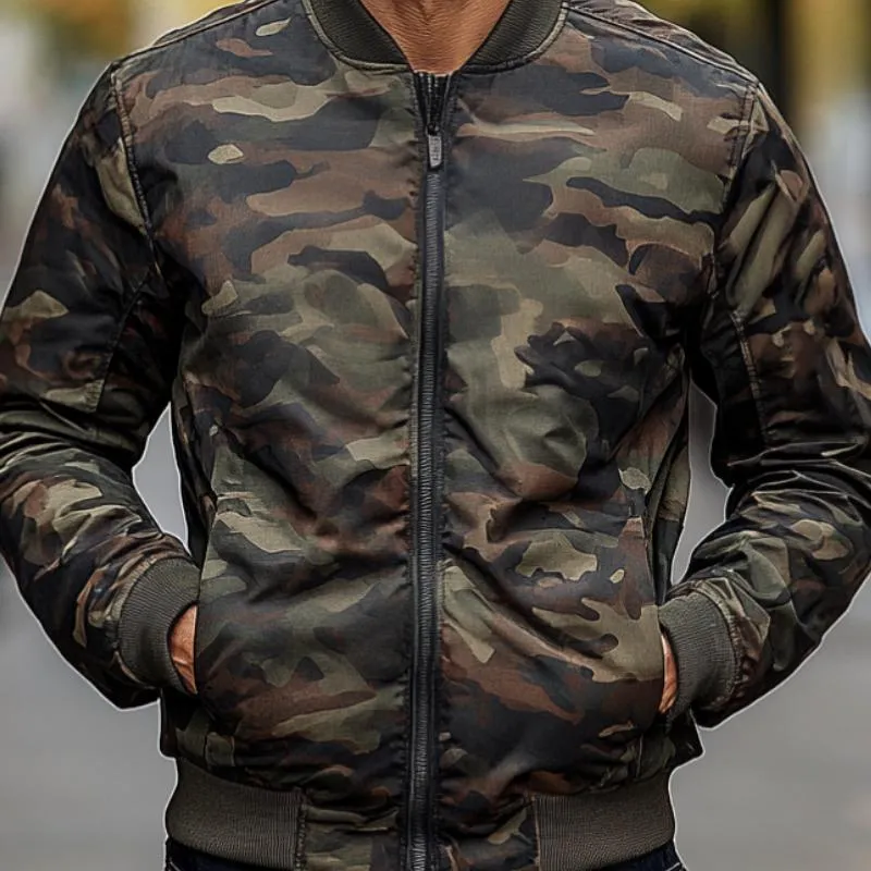Men's Vintage Camouflage Baseball Jacket 77216065F