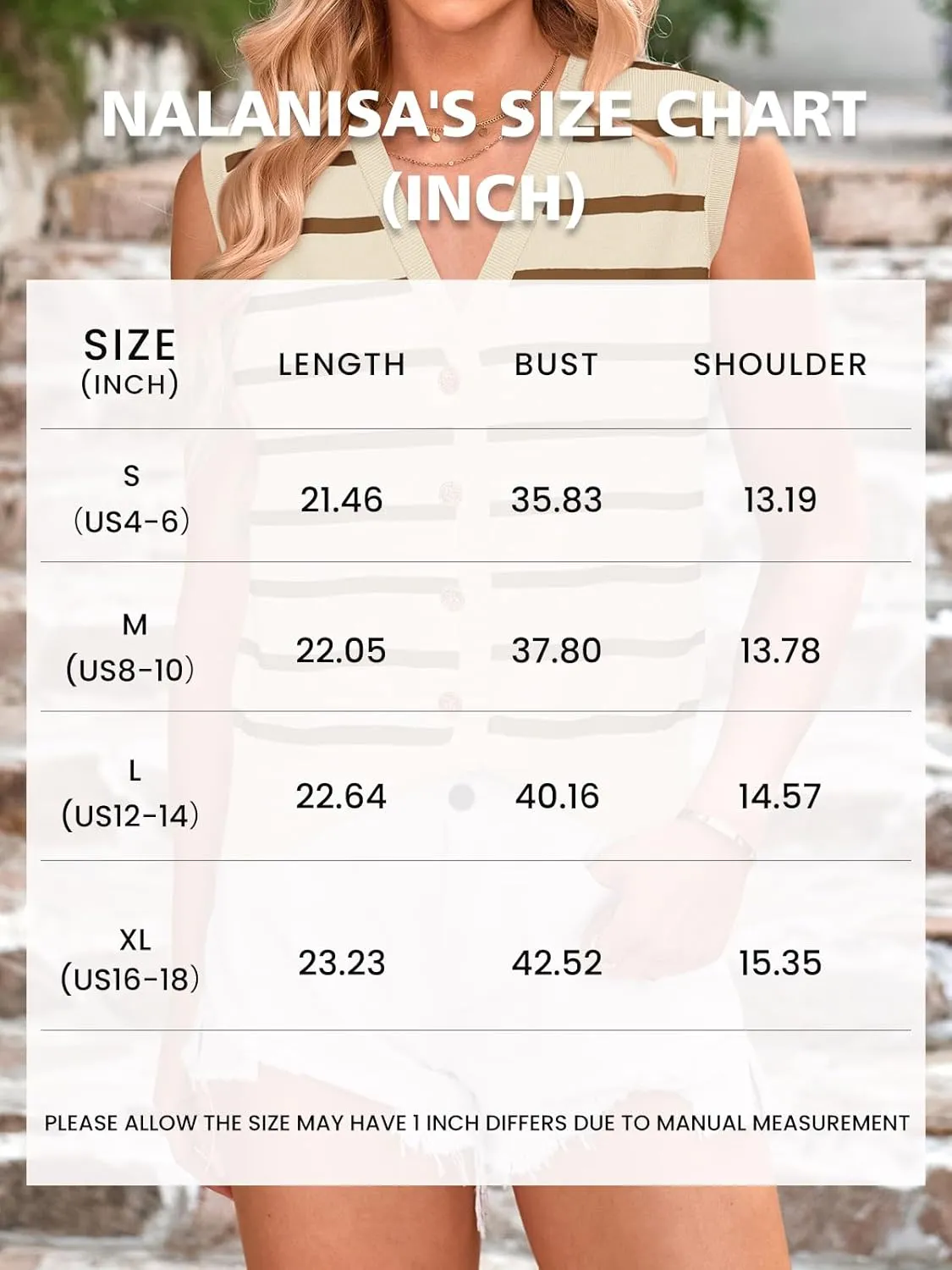 NALANISA Women's Trendy Summer Sweater Vests V Neck Sleeveless Button Up Knit Crop Tank Tops 2025 Y2k Shirts Spring Outfits