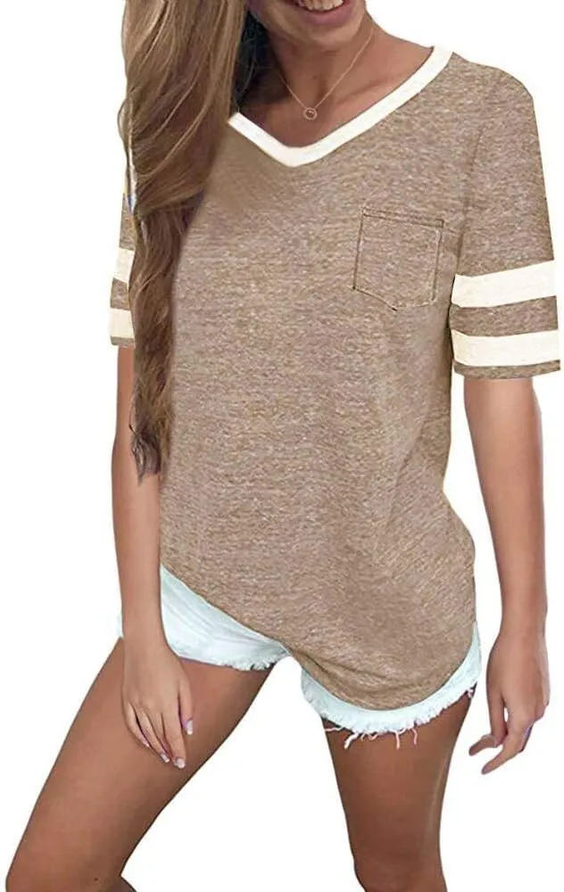 OMSJ Womens Summer Tops Casual Short/Long Sleeve T-Shirts