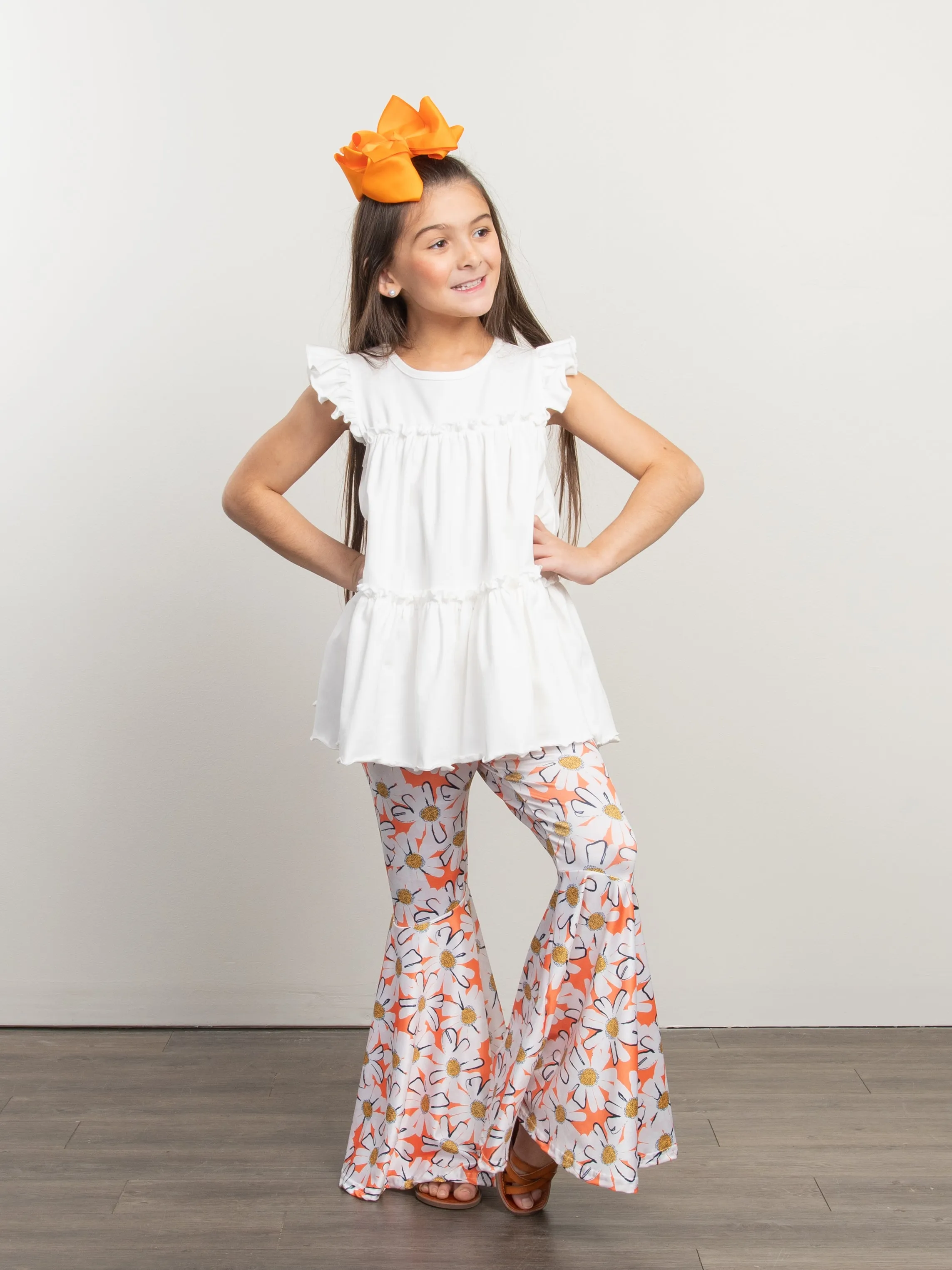 Orange Daisy Bell Bottoms