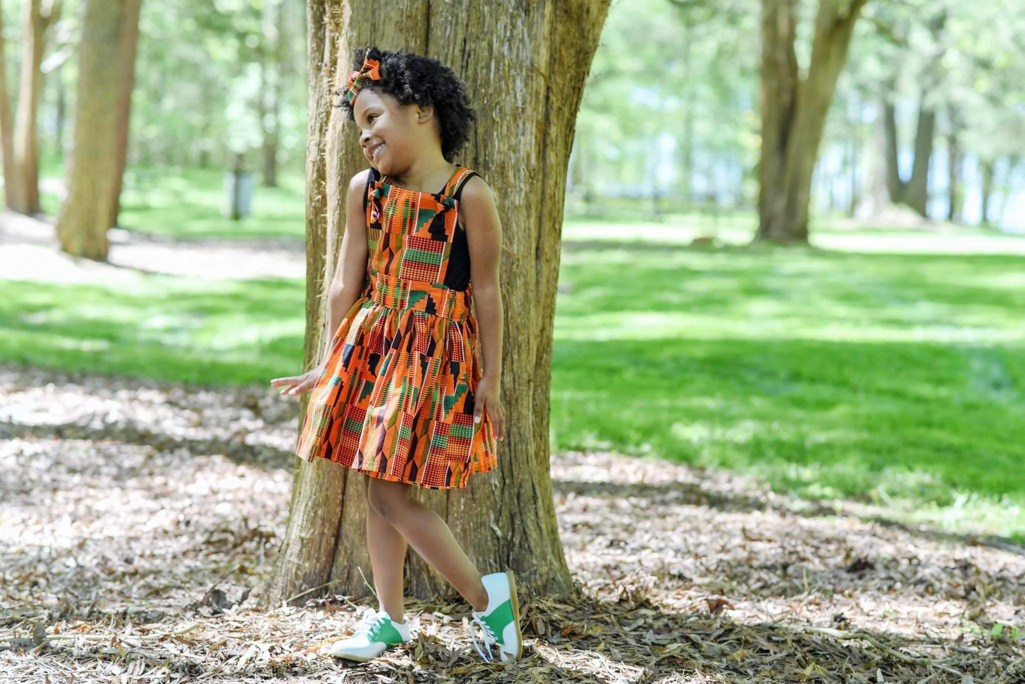 Orange Kente Pinafore Dress