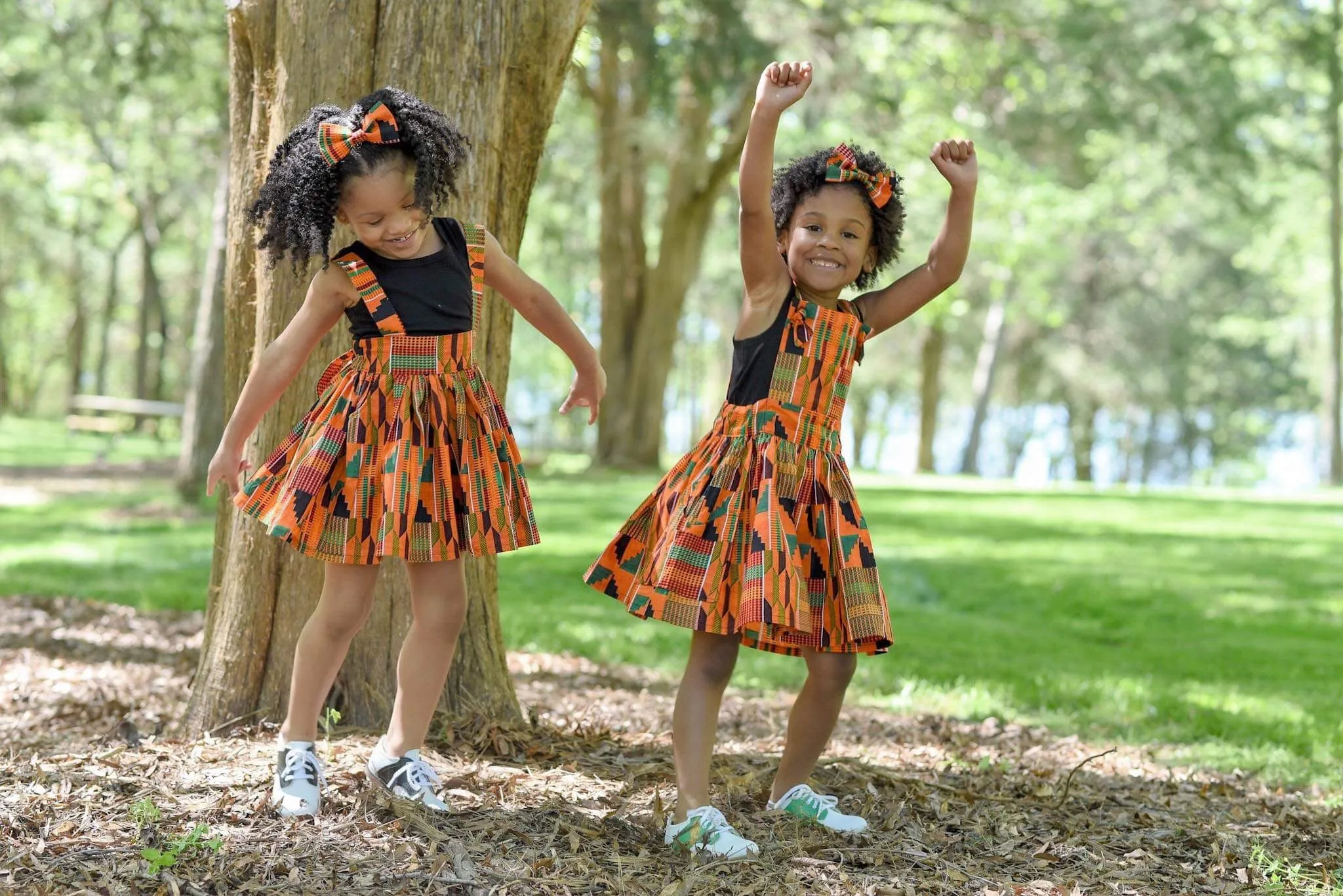Orange Kente Pinafore Dress