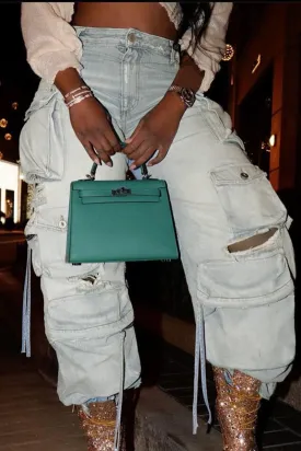 PB387 Denim Cargo Pants