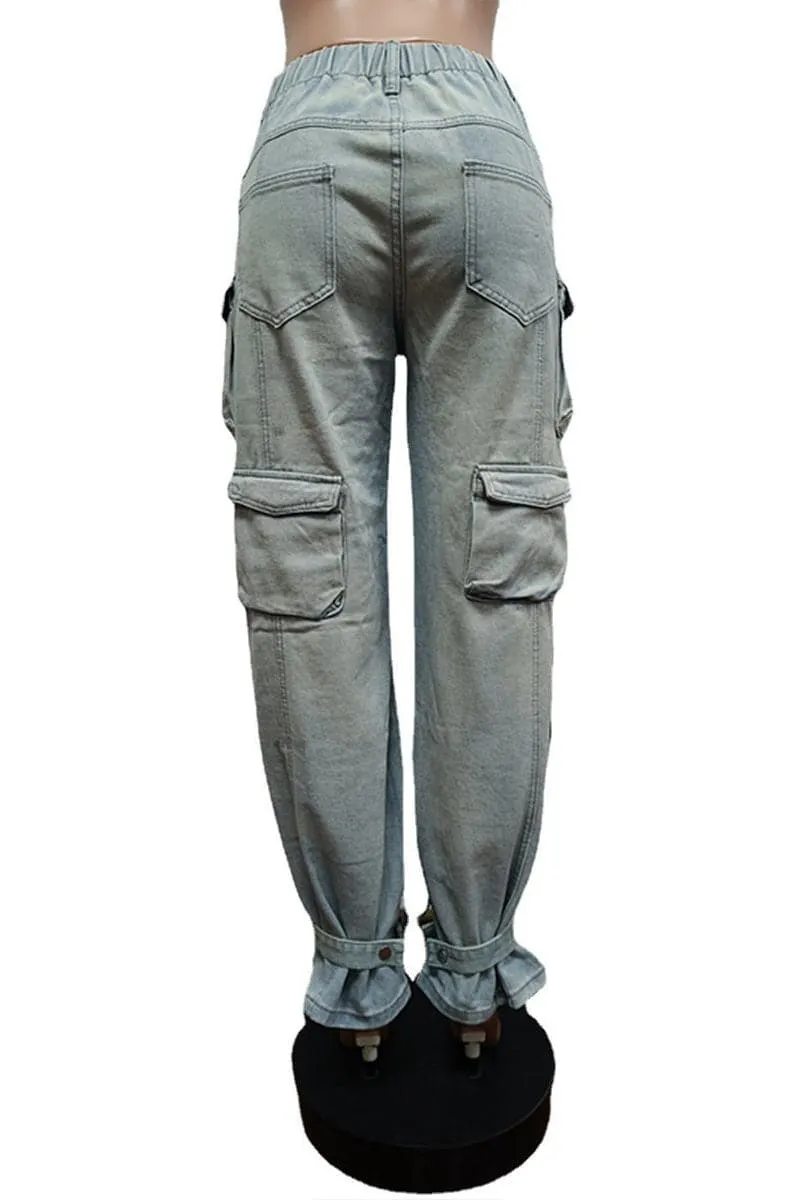 PB387 Denim Cargo Pants