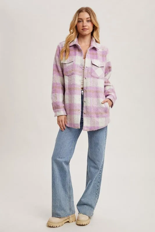 Pink Brushed Flannel Jacket