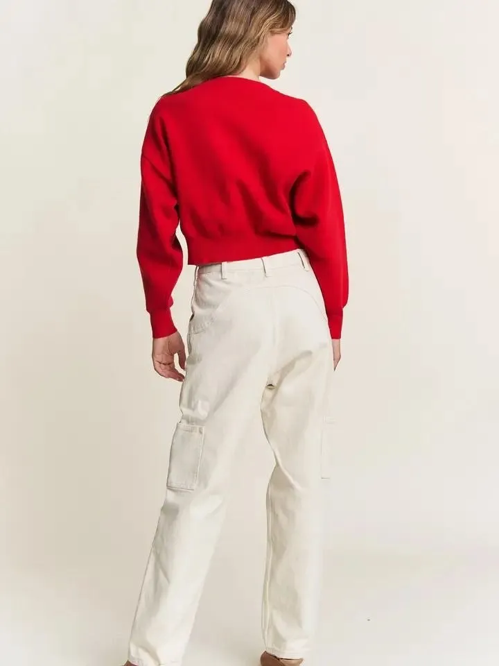 Red Rose Button Cardigan