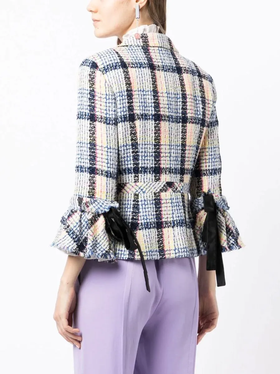 Ribbon-Detailed Tweed Jacket