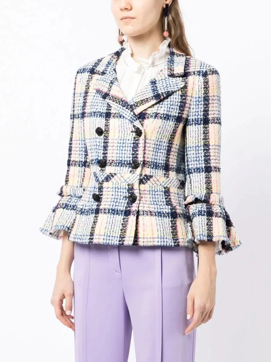 Ribbon-Detailed Tweed Jacket