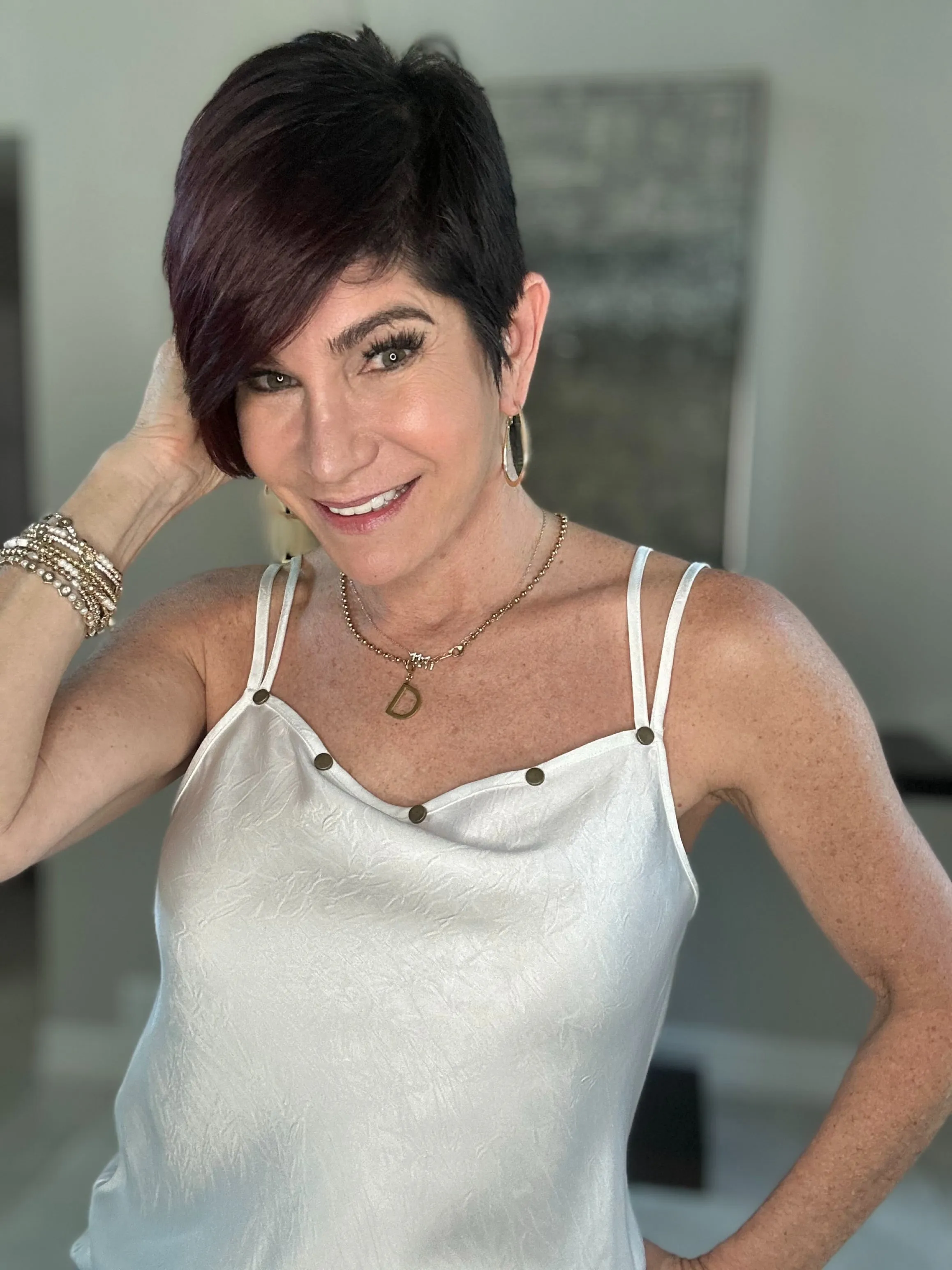 Silky Tank with Gold Studs