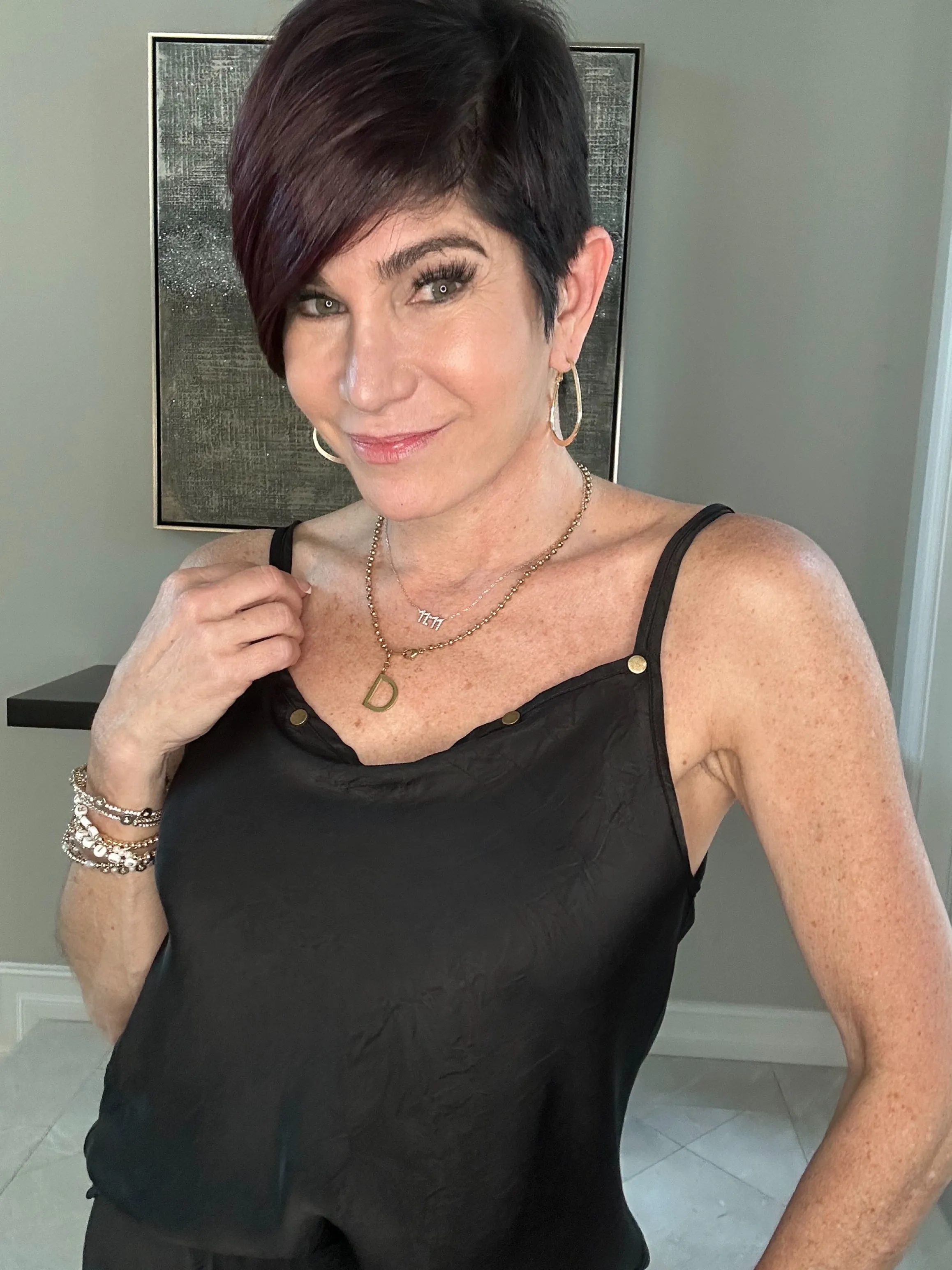 Silky Tank with Gold Studs