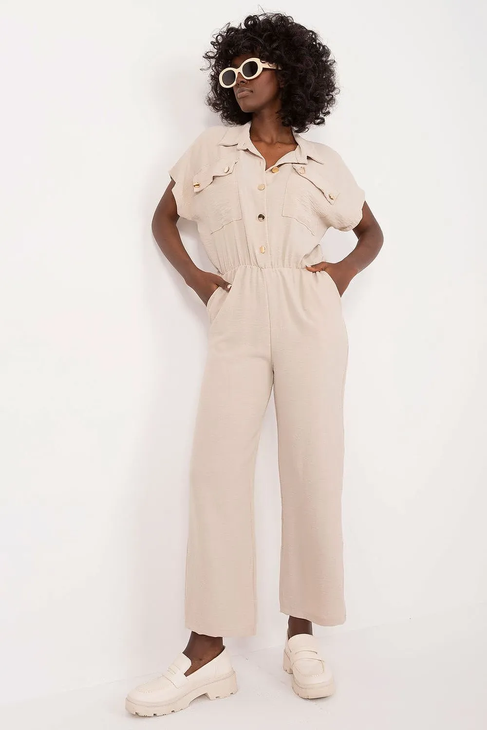 Sleek Sophistication Short Sleeve Jumpsuit