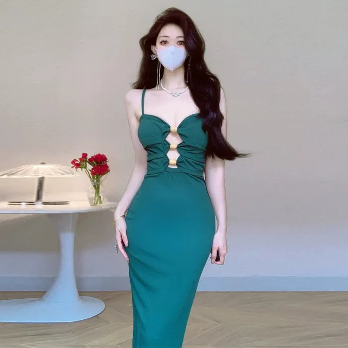 Socialite Style Classy Open Back Cut Out Chest-Flattering Suspender Dress