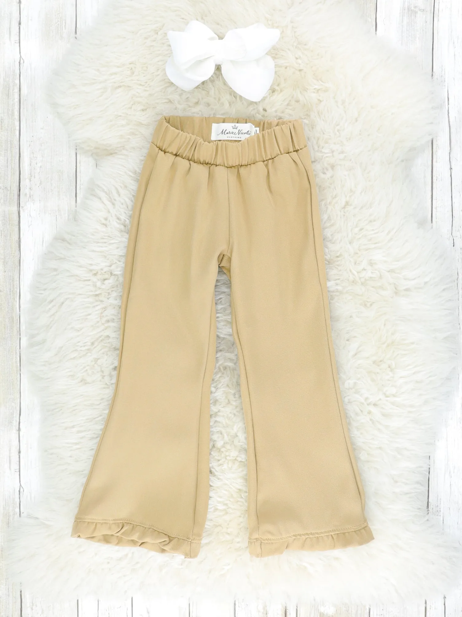 Tan Ruffle Bell Bottoms