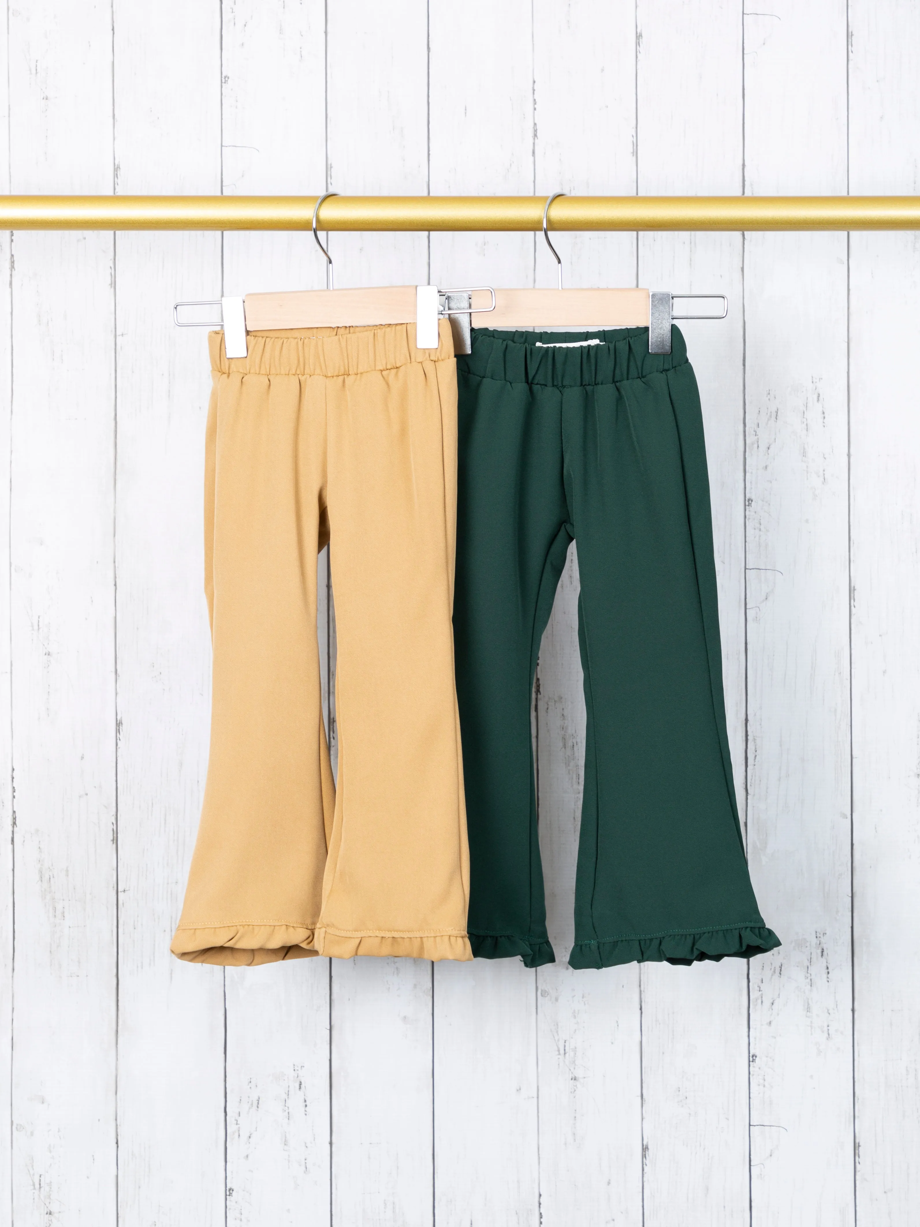 Tan Ruffle Bell Bottoms