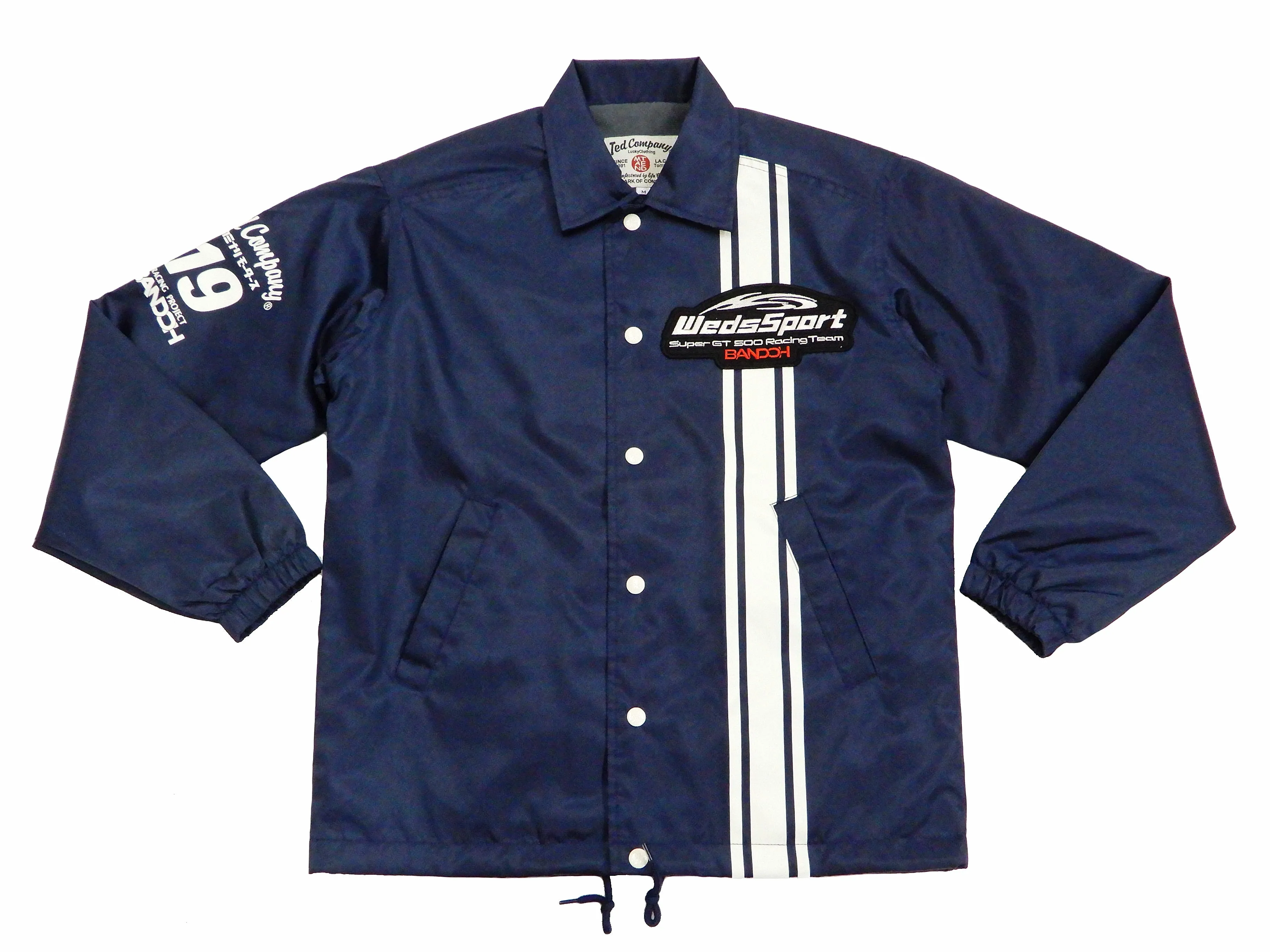 Tedman Men's Coaches Jacket Custom Printed Graphics Nylon Windbreaker WEDSNJ-700 Navy-Blue