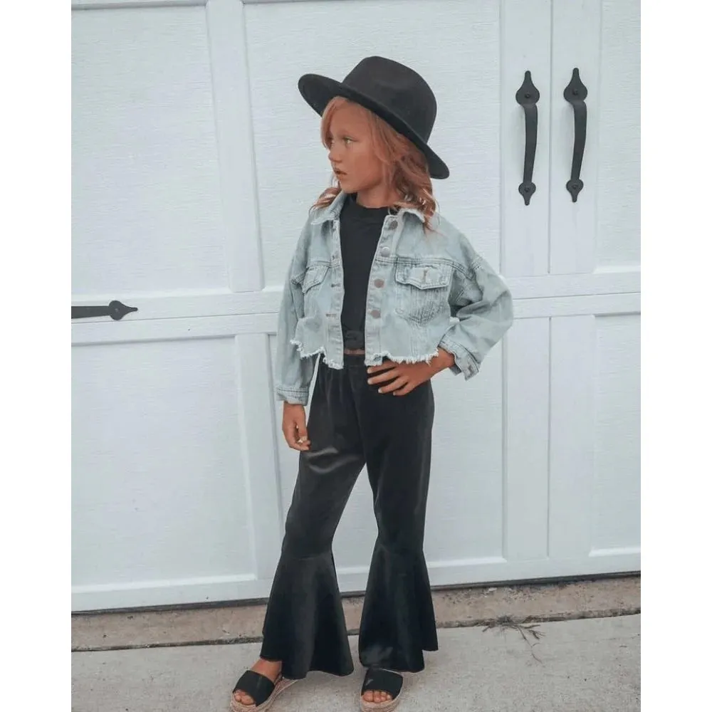 Toddler Velvet Black Bells