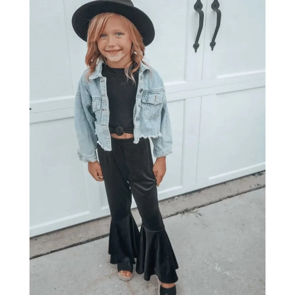 Toddler Velvet Black Bells