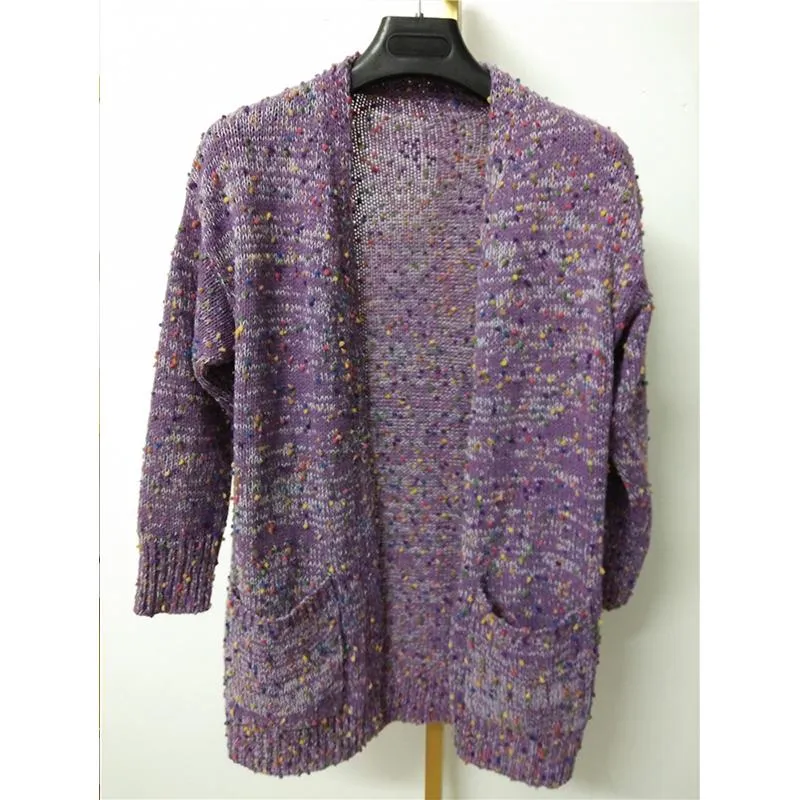 Women colorful dot knitted winter fall pockets long cardigan